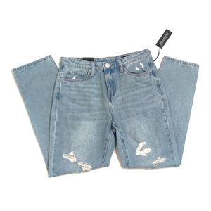 NWT BlankNYC Madison High Rise Crop Distressed Jeans Straight Leg